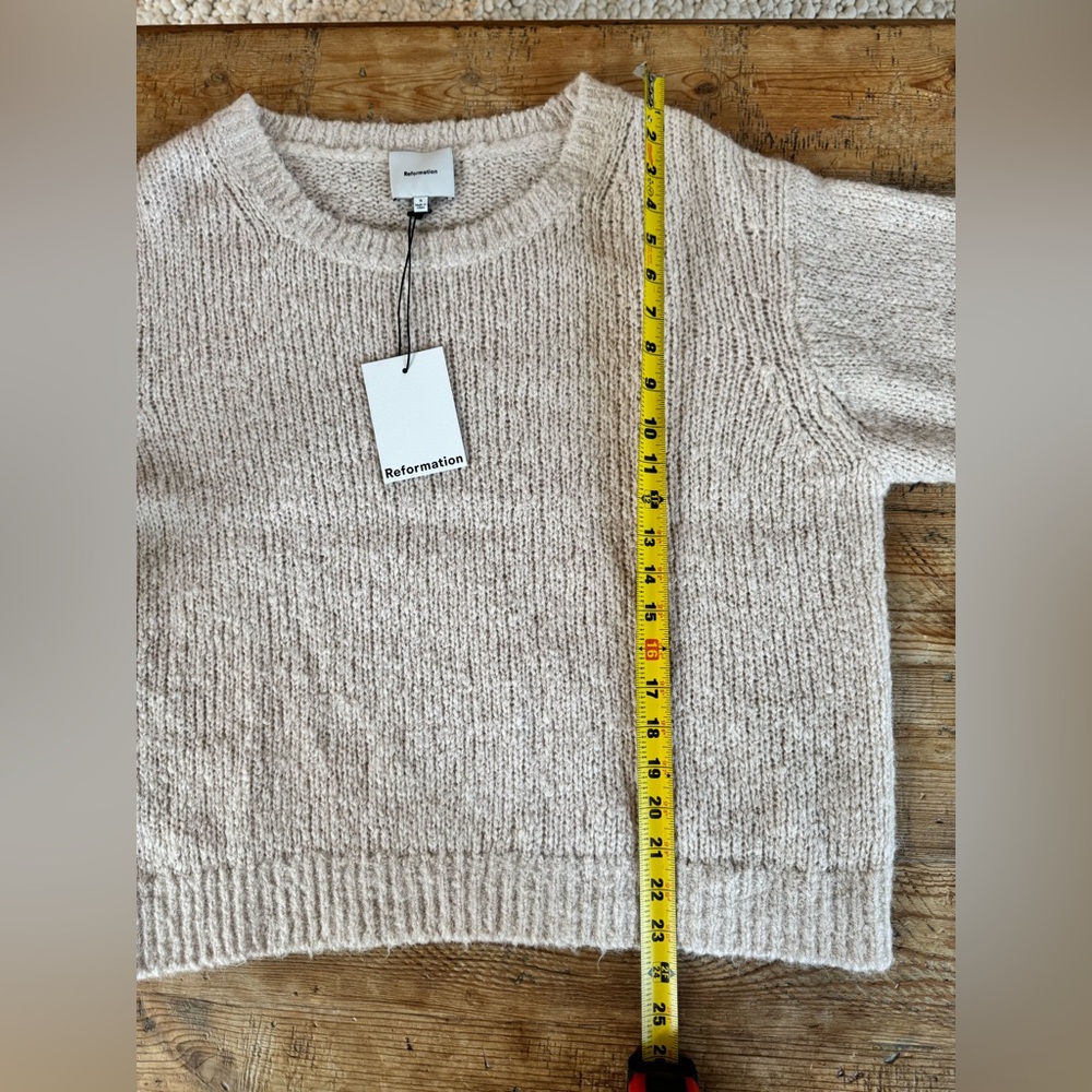 Reformation Cici Oversized Crew Sweater Natural - Size S - Picture 12 of 15